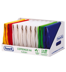 Coprimaxi Colibrì - c/alette - ecoPE - 180 mic - A4 - liscio - trasparente - colori assortiti - Favorit - expo 300 pezz