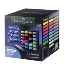 Evidenziatore Textliner 46 - punta a scalpello - colori assortiti - Faber-Castell - deskset 24 pezzi