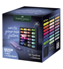 Evidenziatore Textliner 46 - punta a scalpello - colori assortiti - Faber-Castell - deskset 24 pezzi