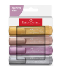 Evidenziatore Textliner 46 - punta a scalpello - colori assortiti metallic - Faber-Castell - astuccio 4 colori
