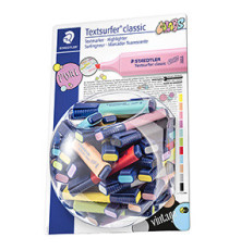 Evidenziatore Textsurfer® Pastel - punta a scalpello - tratto 1,0-5,0mm - colori assortiti - Staedtler - expo 100 pezzi