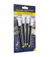 Marcatore a gesso liquido - punta fine da 1,00-2,00 mm - bianco - Securit - conf. 4 pezzi