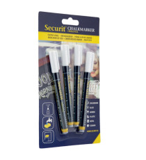 Marcatore a gesso liquido - punta fine da 1,00-2,00 mm - bianco - Securit - conf. 4 pezzi