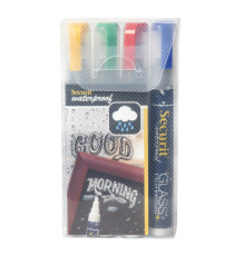 Marcatore a gesso liquido waterproof - punta da 2,00 - 6,00 mm - colori assortiti - Securit - conf. 4 pezzi
