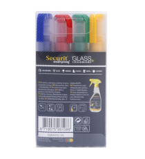 Marcatore a gesso liquido waterproof - punta da 2,00 - 6,00 mm - colori assortiti - Securit - conf. 4 pezzi