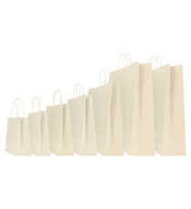 Shopper Twisted - maniglie cordino - 26 x 11 x 35 cm - carta kraft - avorio - Mainetti Bags - conf. 25 sacchetti
