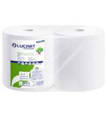 Bobina asciugatutto Eco Pulitutto - microgoffrata - 2 veli - diametro 24,5 cm - 23,5 cm x 212 m - 18,5 gr - bianco  - Lu
