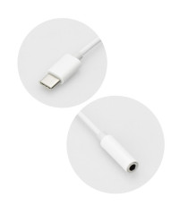 Adattatore Audio USB Type-C a Jack 3,5mm Bianco – HF/Audio, Supporta cuffie e auricolari AUX