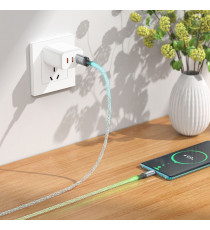 Cavo di ricarica da USB-A a USB Type-C Hoco U112 ricarica fast 3A 1mt con Illuminazione LED Gradient Colorful trasferimento dati