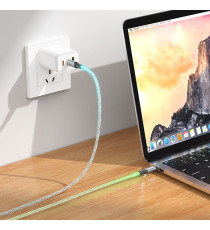 Cavo di ricarica da USB-C a USB Type-C Hoco U112 ricarica fast 3A 60W 1mt Illuminazione LED Gradient Colorful trasferimento dati