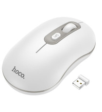 Mouse wireless usb Hoco GM21 bianco - ergonomico ottico 4 tasti + rotella - wifi 2,4ghz - fino a 1600dpi