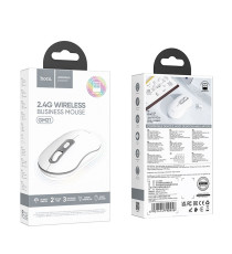 Mouse wireless usb Hoco GM21 bianco - ergonomico ottico 4 tasti + rotella - wifi 2,4ghz - fino a 1600dpi
