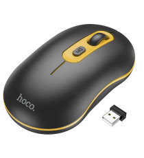 Mouse wireless usb Hoco GM21 nero e giallo - ergonomico ottico 4 tasti + rotella - wifi 2,4ghz - fino a 1600dpi