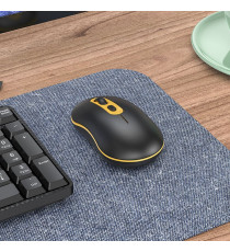Mouse wireless usb Hoco GM21 nero e giallo - ergonomico ottico 4 tasti + rotella - wifi 2,4ghz - fino a 1600dpi