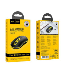 Mouse wireless usb Hoco GM21 nero e giallo - ergonomico ottico 4 tasti + rotella - wifi 2,4ghz - fino a 1600dpi