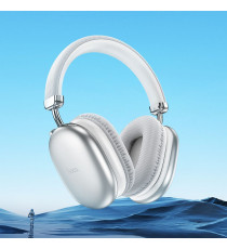 Cuffie Bluetooth Wireless HOCO W35 Max Silver – Autonomia fino a 90 Ore, Bluetooth 5.3 stabile e veloce, Supporto TF Card e AUX
