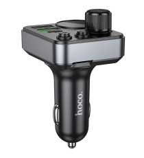 Trasmettitore Bluetooth Auto Hoco E86 48W PD QC3.0 con USB-C e 2 USB Nero, FM Bluetooth con ricarica rapida, supporto USB/TF