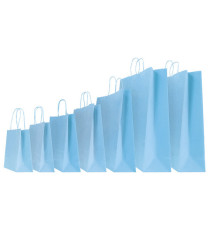 Shopper Twisted - maniglie cordino - 14  x 9 x 21 cm - carta kraft - azzurro - Mainetti Bags - conf. 25 pezzi