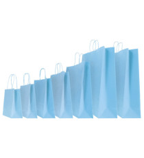 Shopper Twisted - maniglie cordino - 14  x 9 x 21 cm - carta kraft - azzurro - Mainetti Bags - conf. 25 pezzi