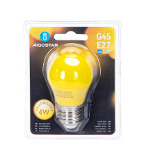 Lamapadina led gialla A5 G45 4W attacco E27 misura D45H78mm Equivalenza lampada incandescente: 30W