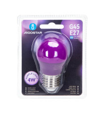 Lampadina led viola G45 4W attacco E27 misura D45H78mm Equivalenza lampada incandescente: 30W protezione IP20