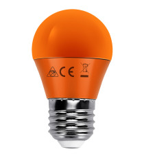 Lampadina led arancione G45 4W attacco E27 misura D45H78mm Equivalenza lampada incandescente: 30W protezione IP20