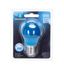 Lampadine led blu A5 G45 4W attacco E27 misura D45H78mm Equivalenza lampada incandescente: 30W protezione IP20