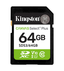 Micro Kingston SDS3/64GB SDXC Kingston Canvas Select Plus SDXC 64GB UHS-I Classe 10 – Fino a 100 MB/s, per foto e video Full HD