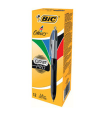 Penna a sfera a scatto multifunzione 4 Colors Grip Pro - punta 1,0mm - nero, blu, rosso, verde  - Bic