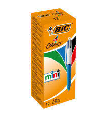 Penna a sfera a scatto multifunzione 4 Colours Mini  - punta 1,0mm - nero, blu, rosso, verde - Bic -  conf. 12 pezzi
