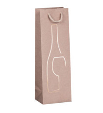 Shopper portabottiglie - con manici in corda - 12 x 37 x 9 cm - avana - Rex Sadoch