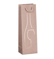 Shopper portabottiglie - con manici in corda - 12 x 37 x 9 cm - avana - Rex Sadoch