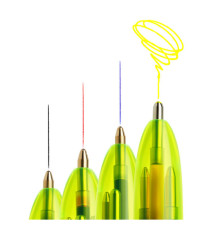 Penna a sfera scatto multifunzione 4 Colorus Fluo  - punta 1,0/1,6mm - 4 colori fluo - fusto giallo fluorescente - Bic -