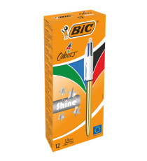 Penna a sfera scatto multifunzione 4 Colours Shine - punta 1,0 mm - fusto oro - Bic – conf. 12 pezzi