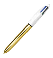 Penna a sfera scatto multifunzione 4 Colours Shine - punta 1,0 mm - fusto oro - Bic – conf. 12 pezzi