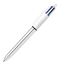 Penna a sfera scatto multifunzione 4 Colours Shine - punta 1,0 mm - fusto silver - Bic - conf. 12 pezzi