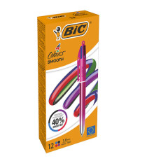 Penna a sfera scatto multifunzione 4 Colours Smooth - punta 1,0 mm - fusto rosa - Bic - conf. 12 pezzi