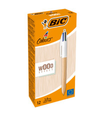 Penna a sfera scatto multifunzione 4 Colours Wood - 1.0 mm - Bic - conf. 12 pezzi