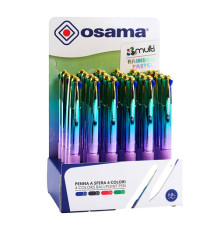 Penna a sfera scatto multifunzione 4 Multi Color - Rainbow pastel - colori assortiti - Osama - expo 24 pezzi