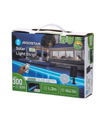 Striscia led solare 3mt + 2mt cavo 6500K Luce fredda 30W 300lumen IP65 da esterno - 60 LEDs/m 2835 (3.2V/150mA) durata max. 14h