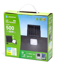 Faro led con pannello solare 50W 500 lumen CCT serie 09 2mt 3000K/4000K/6500K IP66 Monocristallino Dimmerabile L153xW141xH38mm