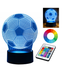 Lampada led 3D modello pallone da calcio RGB con telecomando da scrivania con ricarica usb, luce notturna, lampada da comodino