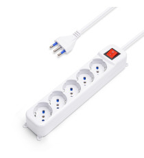 Multipresa ciabatta elettrica schuko 5 posti con interruttore generale cavo da 5 metri spina 16A 250V MAx 3680W