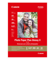 Canon - Carta fotografica Plus Glossy II PP-201 - A4 - 20 Fg - 265gr - 2311B019