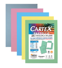 Cartellina 3 lembi con stampa Cartex - 200 gr - A4 - colori assortiti - Blasetti - conf. 25 pezzi