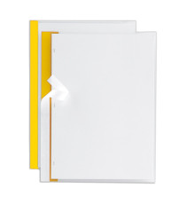Cartellina per rilegatura Poli 200 - A4 - PP - trasparente buccia - dorso giallo - Sei Rota - conf. 10 pezzi