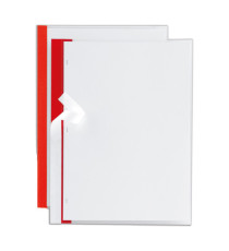 Cartellina per rilegatura Poli 200 - A4 - PP - trasparente buccia - dorso rosso - Sei Rota - conf. 10 pezzi
