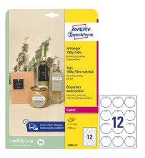 Cartellino stampabile resistente - plastica 190 µ -  laser - diametro 60 mm - 12 cart/fg - 10 fogli - bianco - Avery
