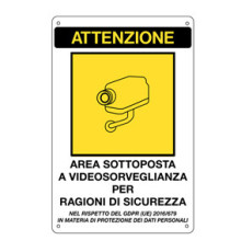 Cartello adesivo - AREA SOTTOPOSTA A VIDEOSORVEGLIANZA… - 20 x 30 cm - Markin