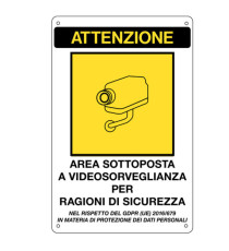 Cartello adesivo - AREA SOTTOPOSTA A VIDEOSORVEGLIANZA… - 20 x 30 cm - Markin
